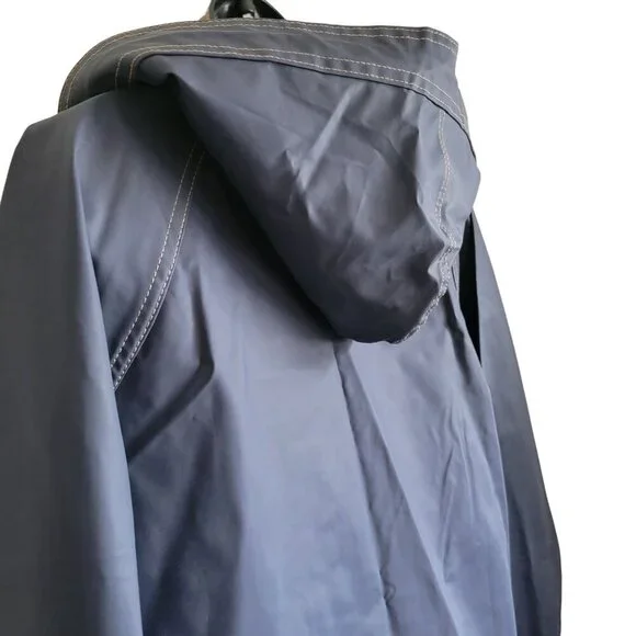 Reversable Mallard Duck Print Hooded Raincoat Snap Buttons Drawstring. Size L - Picture 15 of 16